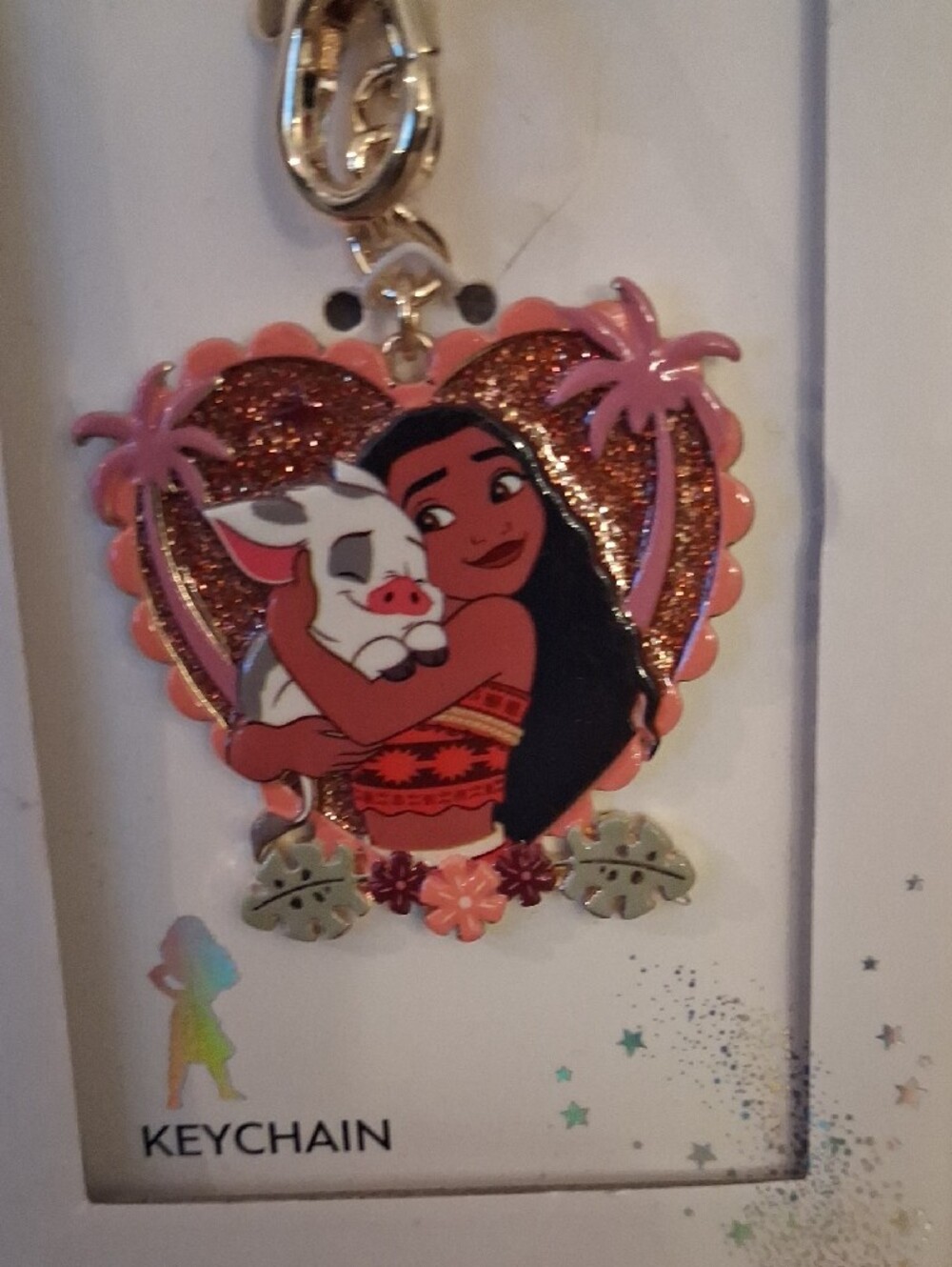 Disney Moana Heart Keychain - Gold, Pink, Red